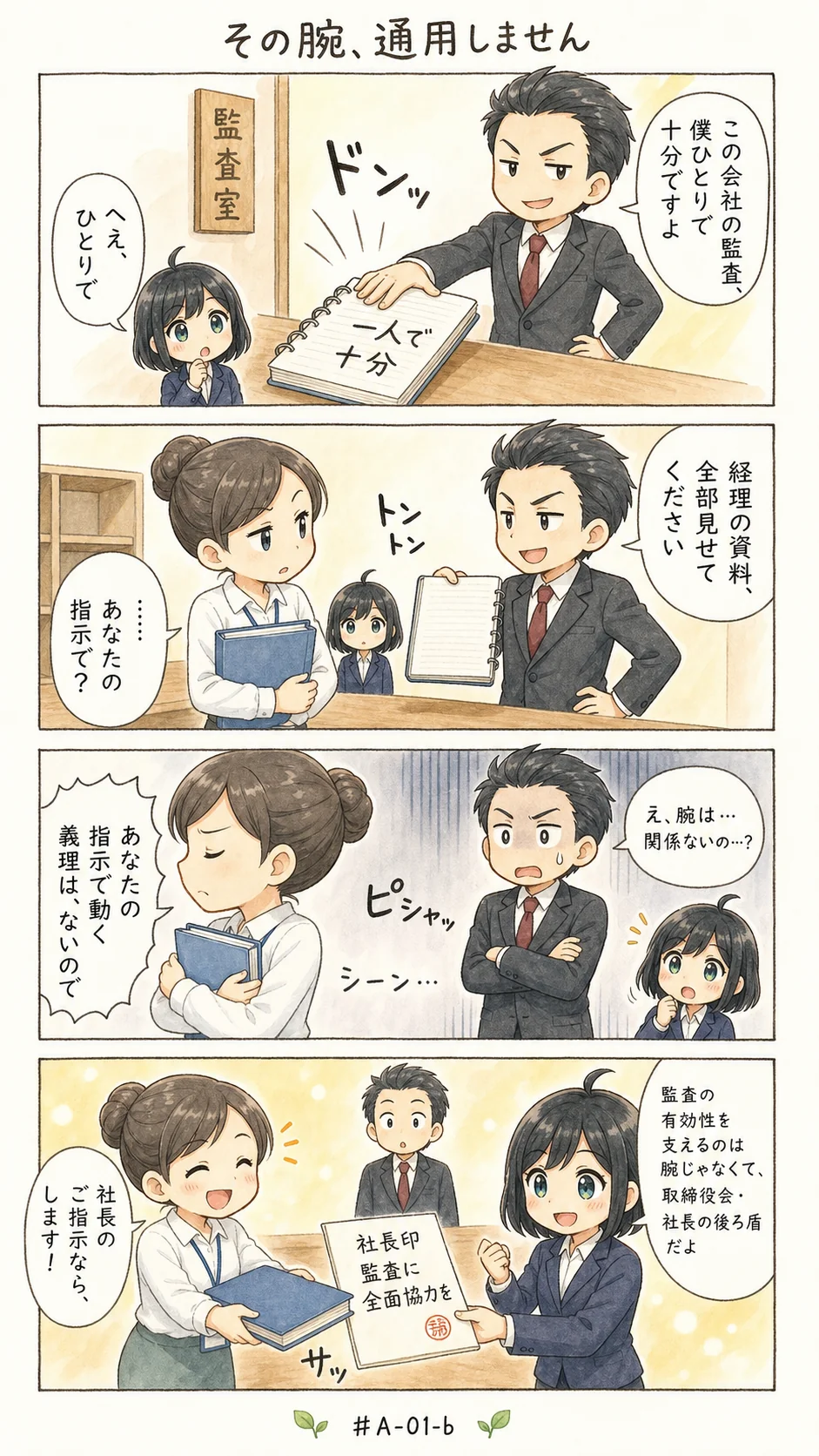 4コマ漫画: 内部監査部門の有効性に寄与する状況