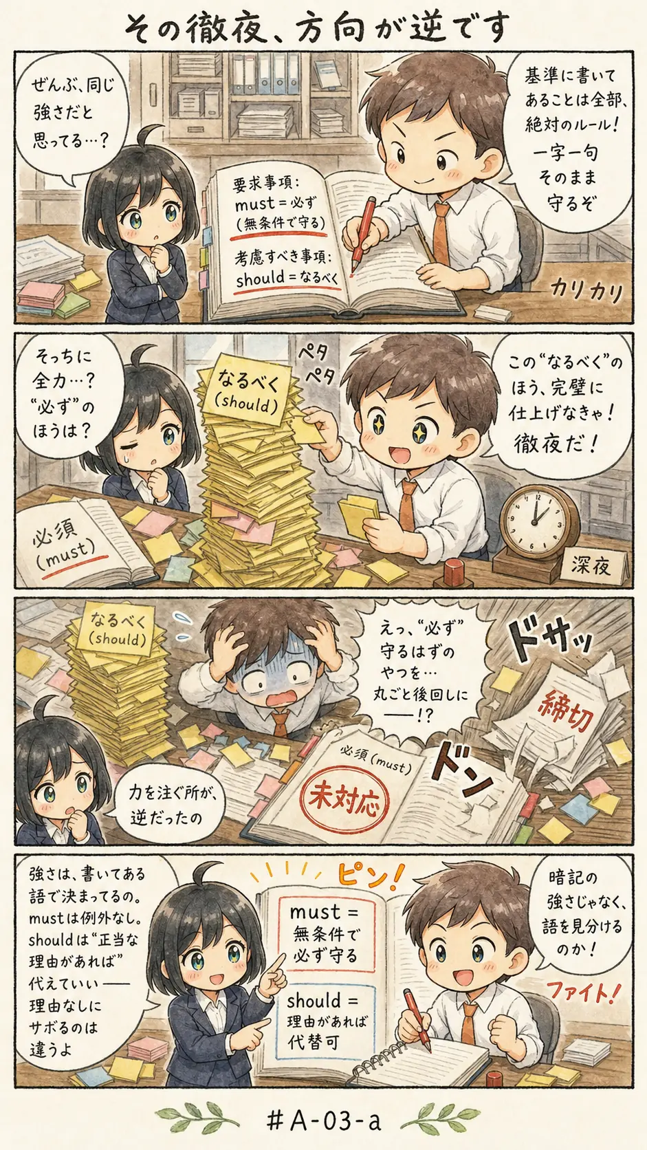 4コマ漫画: 要求事項の構成要素