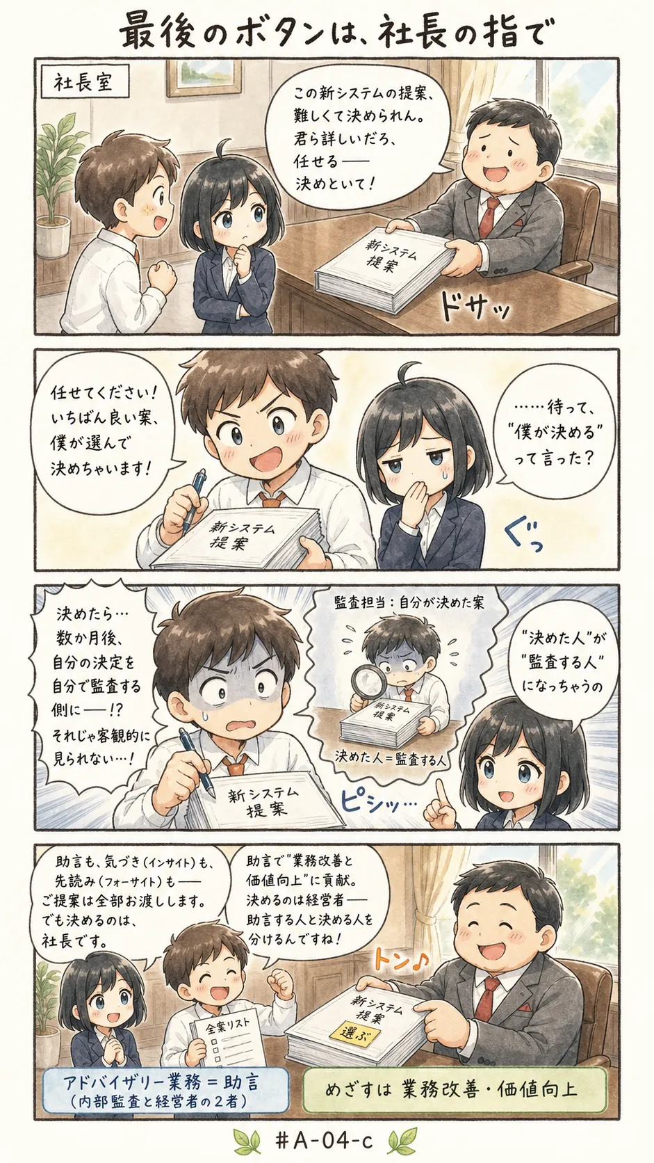 4コマ漫画: アドバイザリー業務の定義