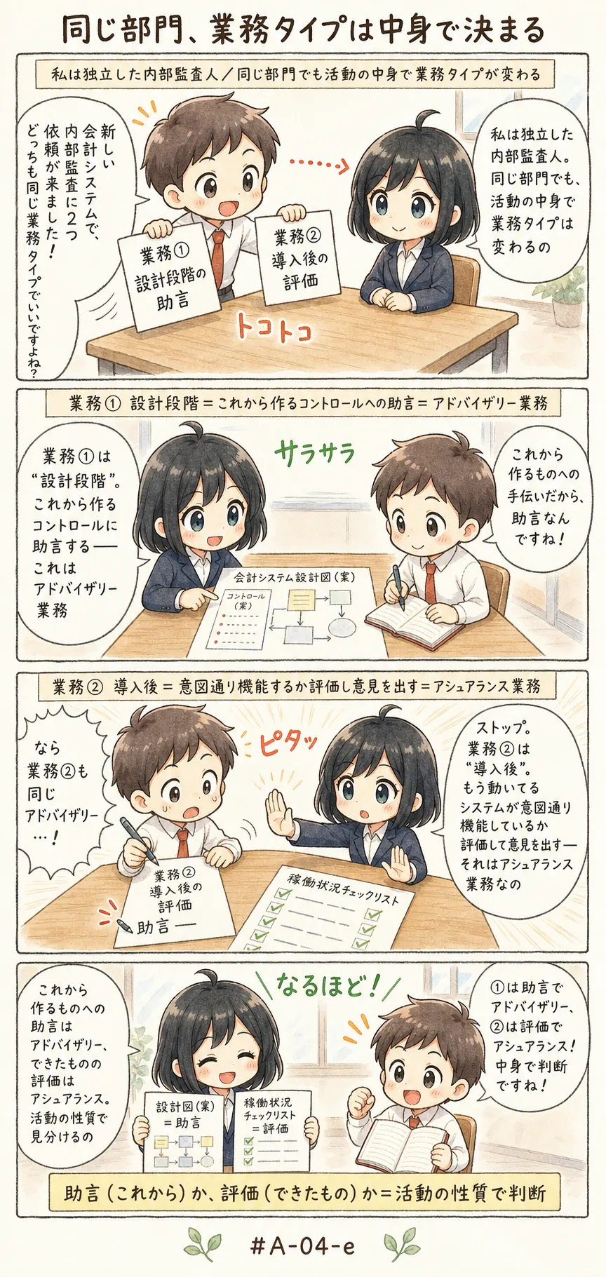 4コマ漫画: 業務タイプの判断