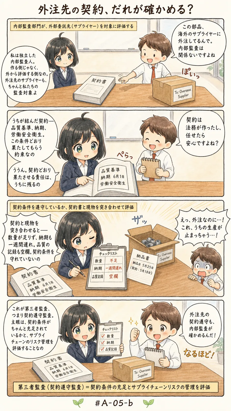 4コマ漫画: 第三者監査と契約遵守監査