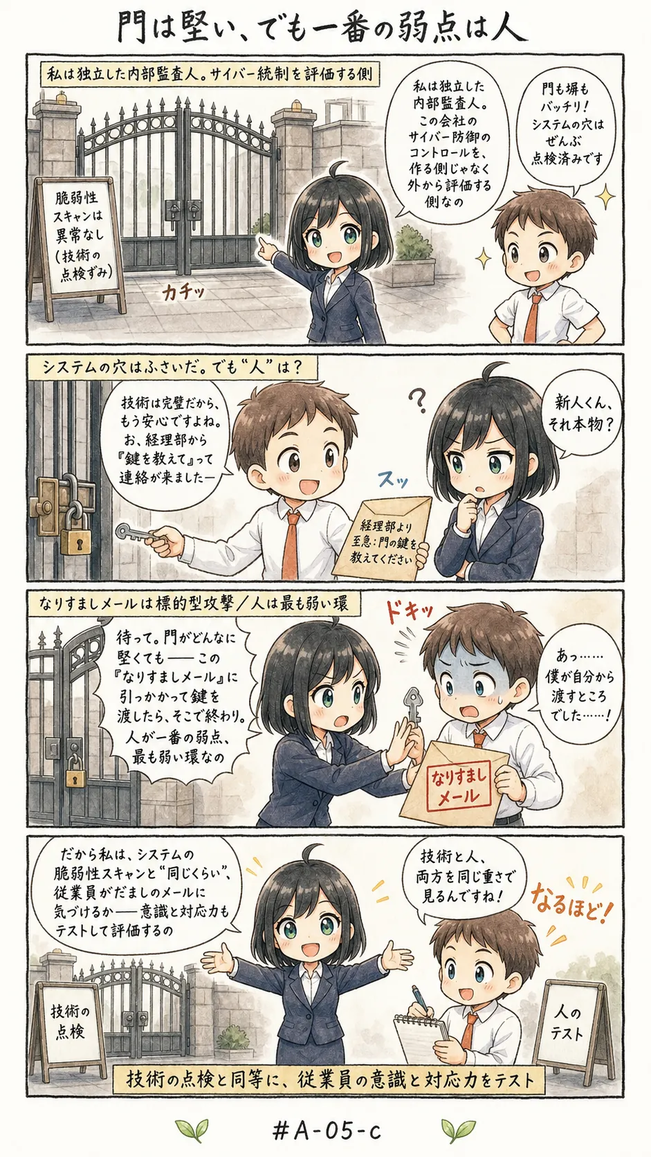 4コマ漫画: ITセキュリティ監査とプライバシー監査