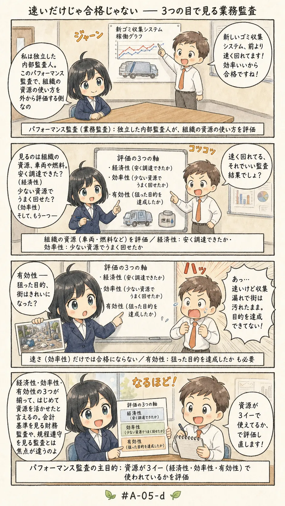 4コマ漫画: パフォーマンスの監査と品質の監査