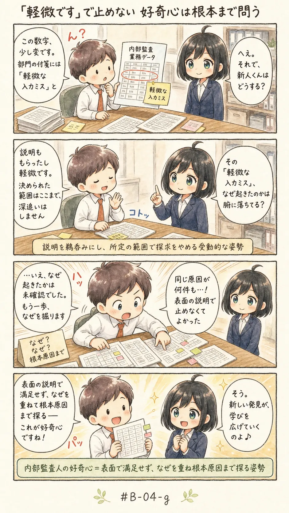 4コマ漫画: もう一歩問う好奇心
