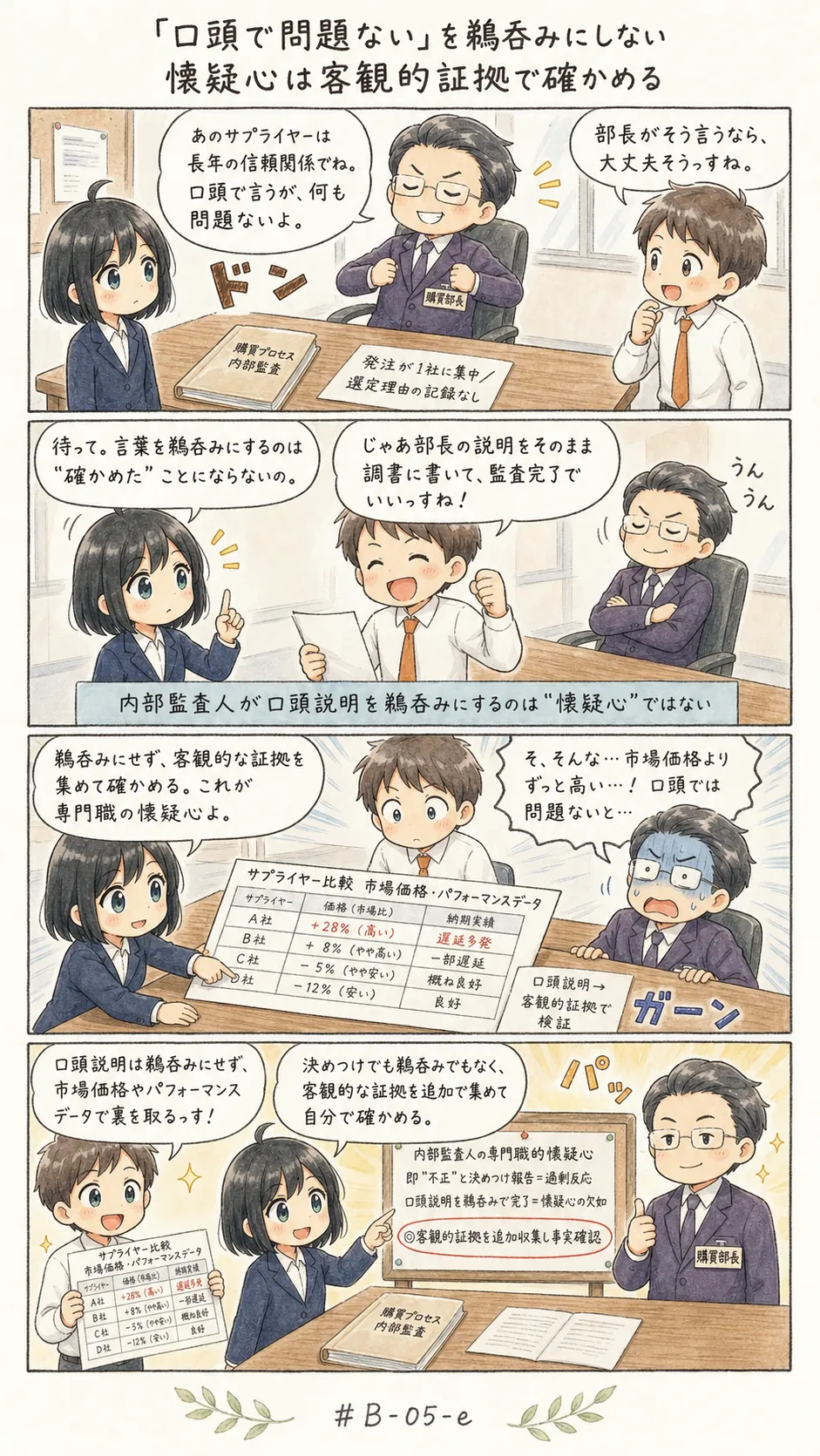 4コマ漫画: 懐疑心は、断定でも受入でもない
