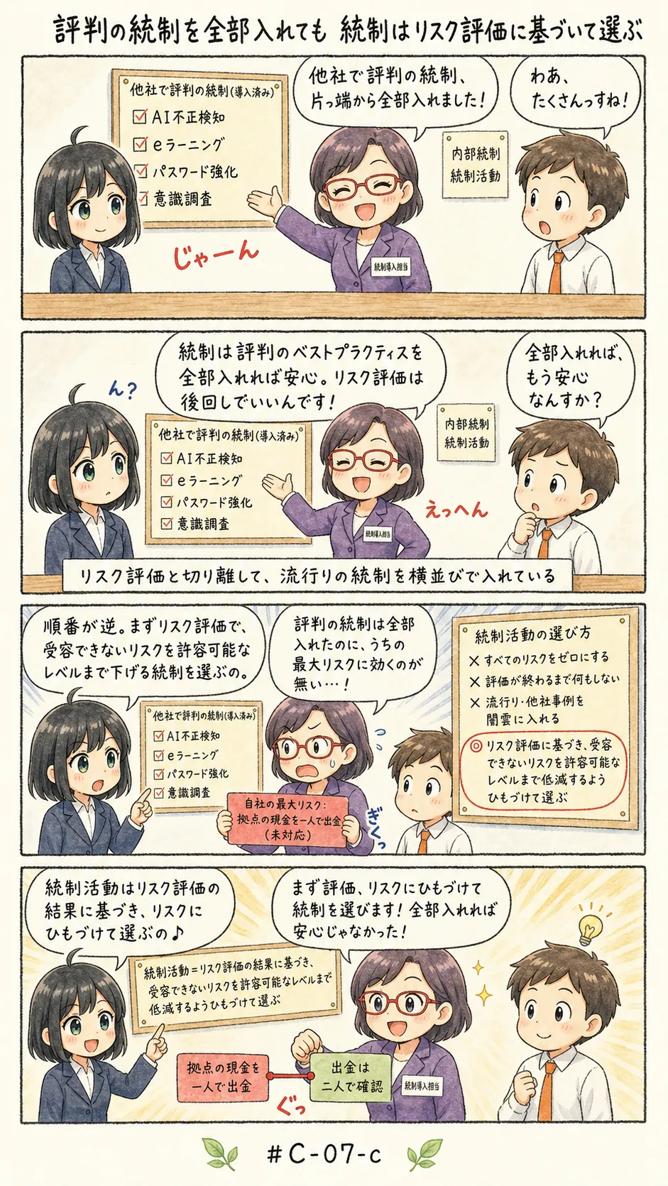4コマ漫画: 適切なコントロールの提案