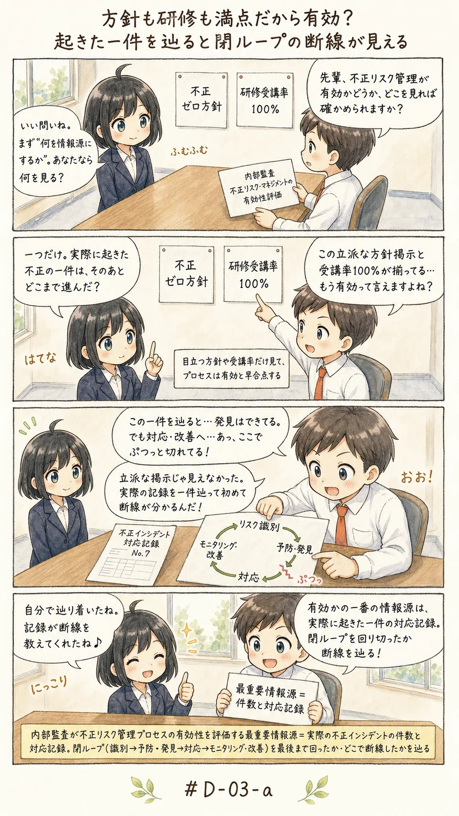 4コマ漫画: 不正リスク管理プロセスの評価