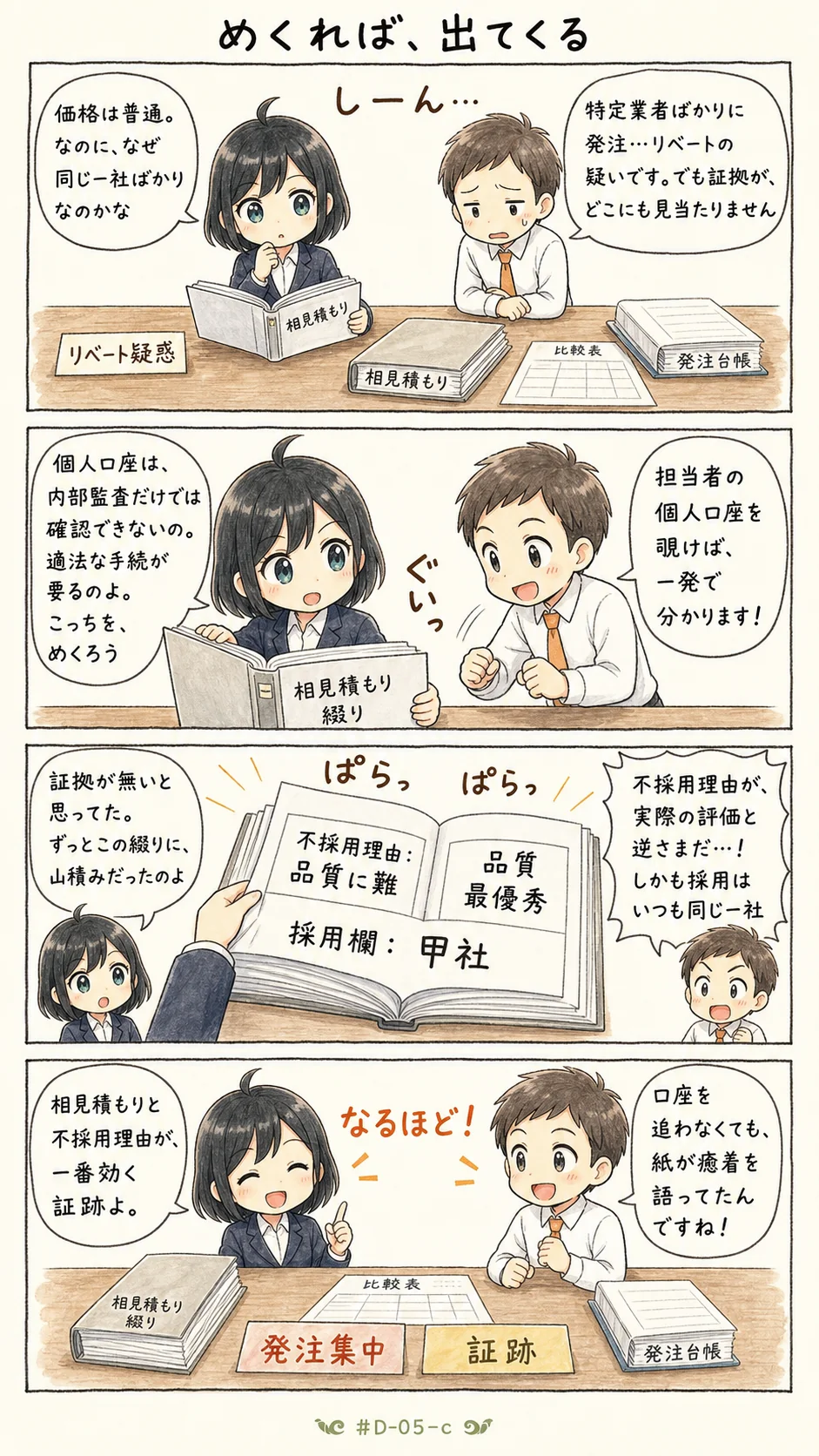 4コマ漫画: 調査手法は、手が届く記録から選ぶ
