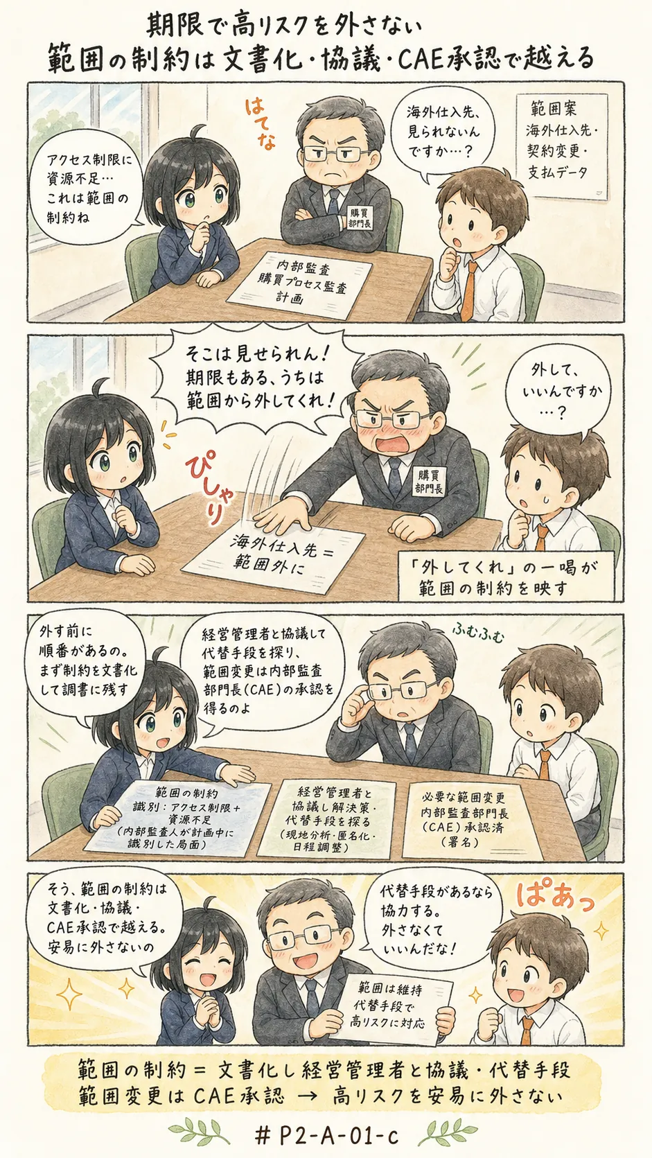 4コマ漫画: 範囲の制約に出会ったときの手順