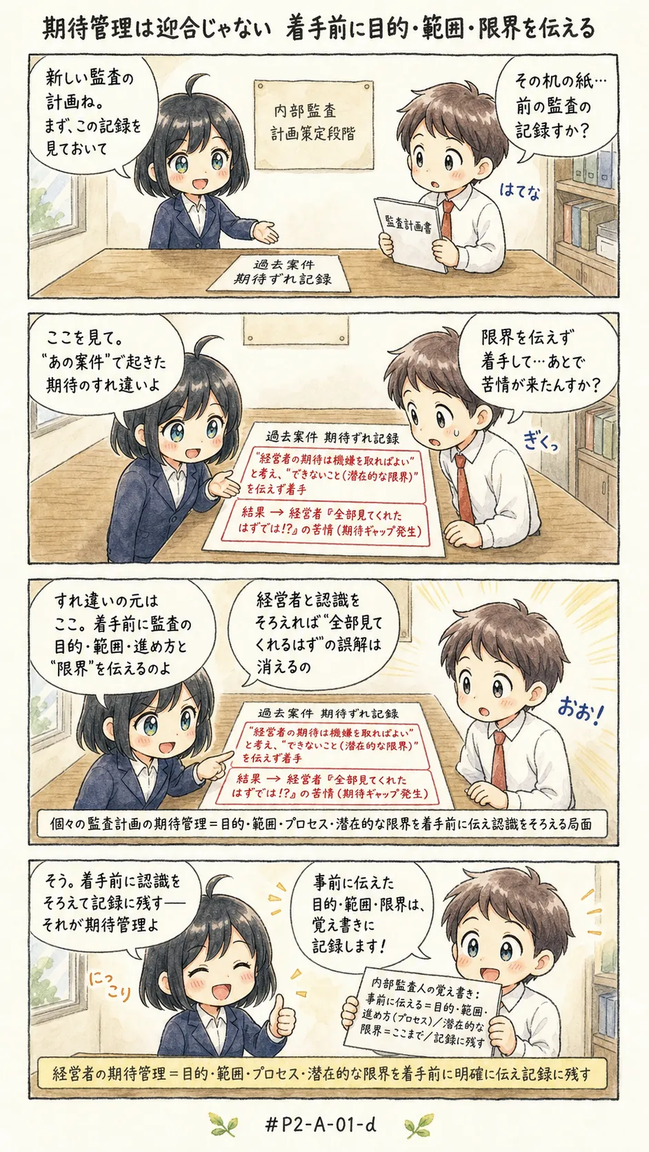 4コマ漫画: 期待の管理は、迎合ではなく事前の説明