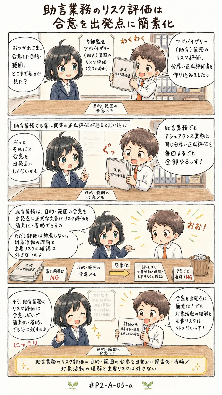 4コマ漫画: 助言業務での評価の深さ