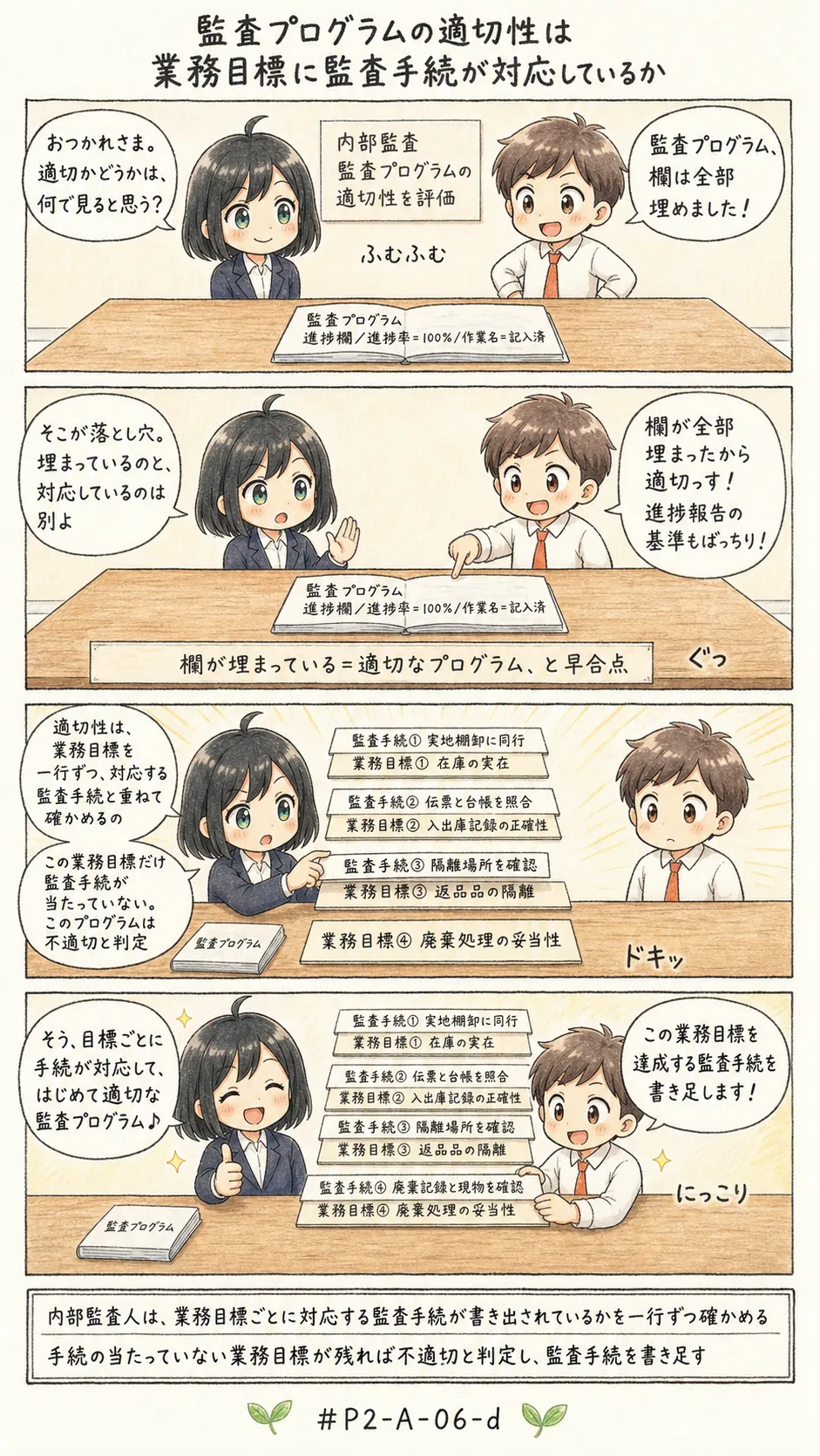 4コマ漫画: 監査プログラムの適切性の評価