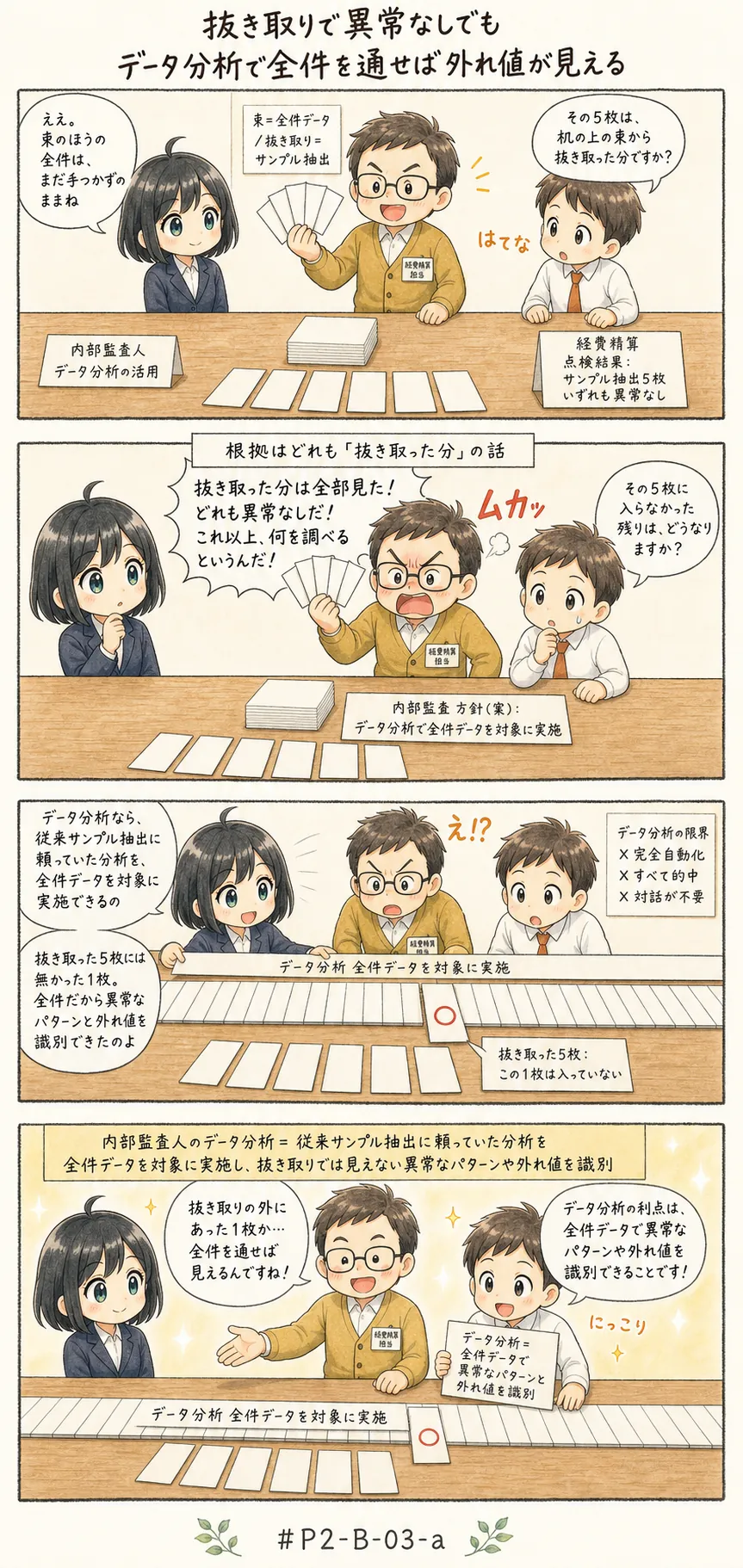 4コマ漫画: 監査に使えるテクノロジーを見分ける