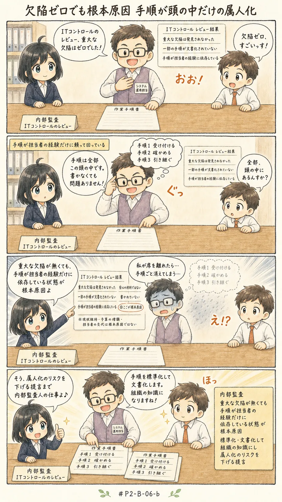 4コマ漫画: 評価規準からの逸脱の根本原因と潜在的な影響を識別する