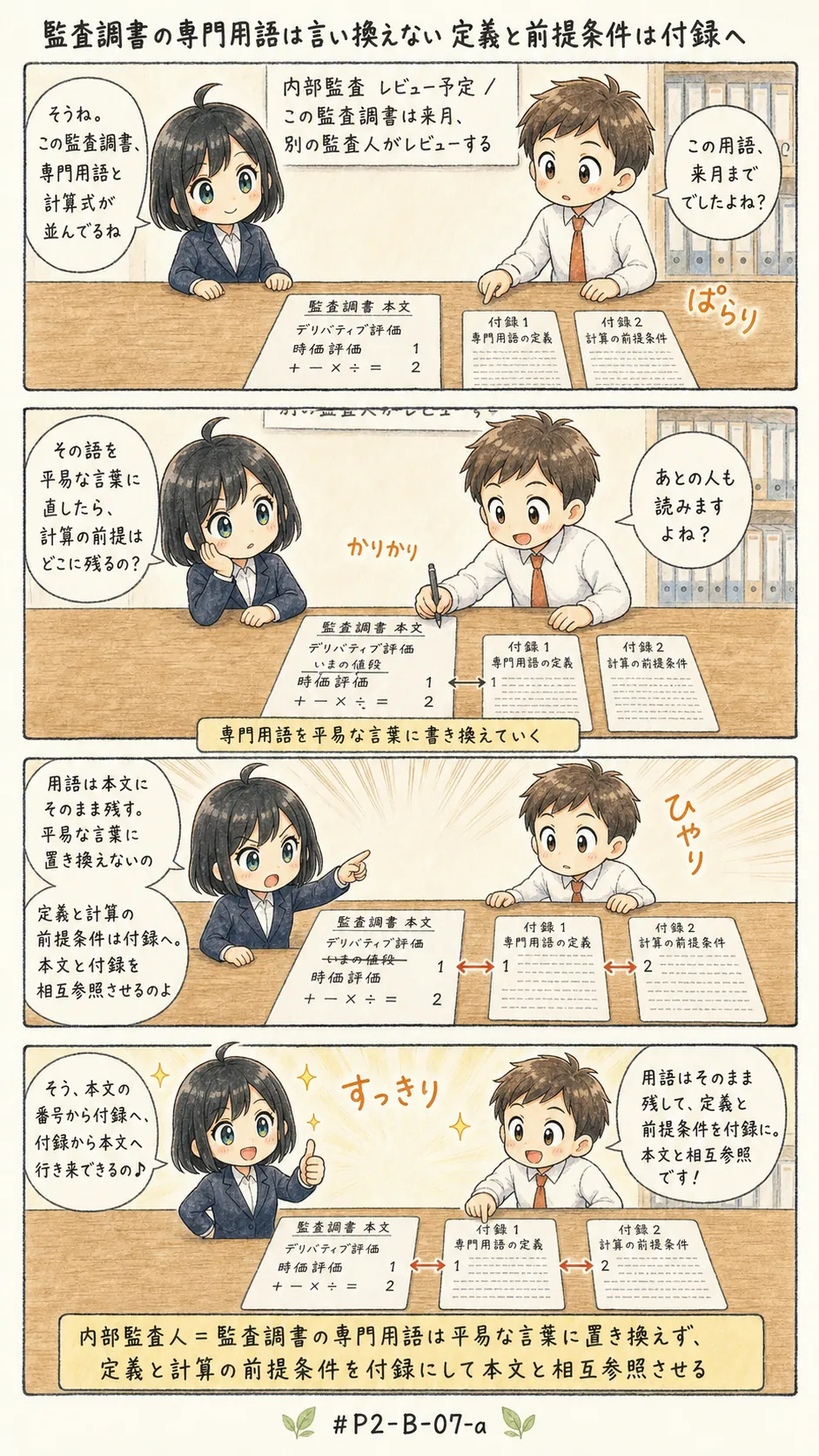 4コマ漫画: 監査調書の情報を整理する