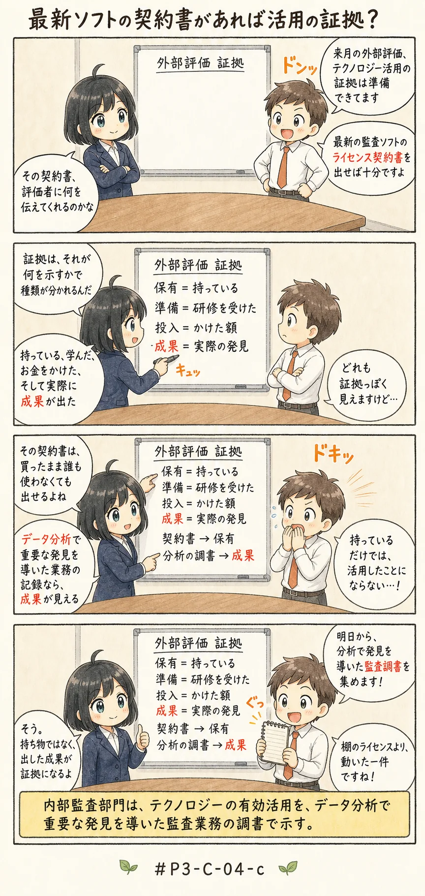 4コマ漫画: 評価者が見る証拠
