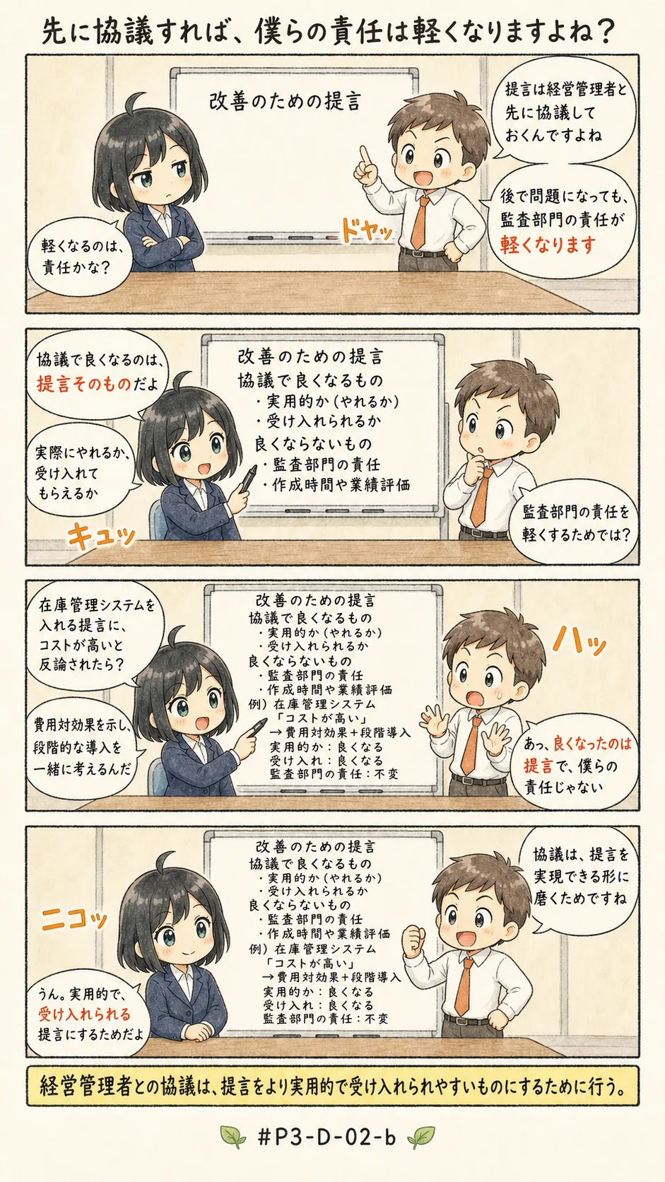 4コマ漫画: 提言をなぜ相手と一緒に練るのか