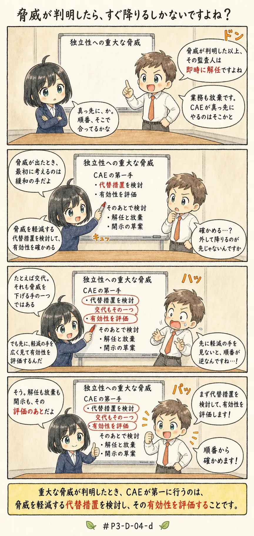 4コマ漫画: 脅威で範囲が制約される場合の第一の対応